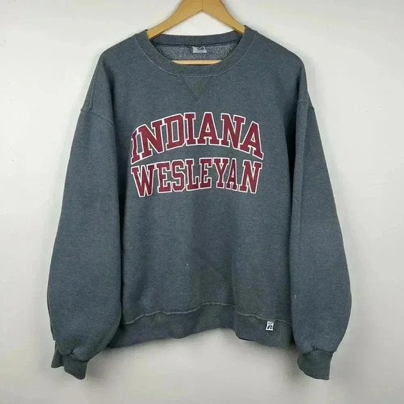 Vintage 90s Russell Indiana Wesleyan University Crewneck Sweatshirt made in USA - Picture 1 of 5